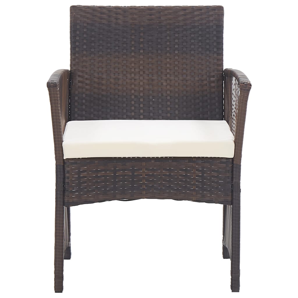 havestole med hynder 2 stk. polyrattan brun