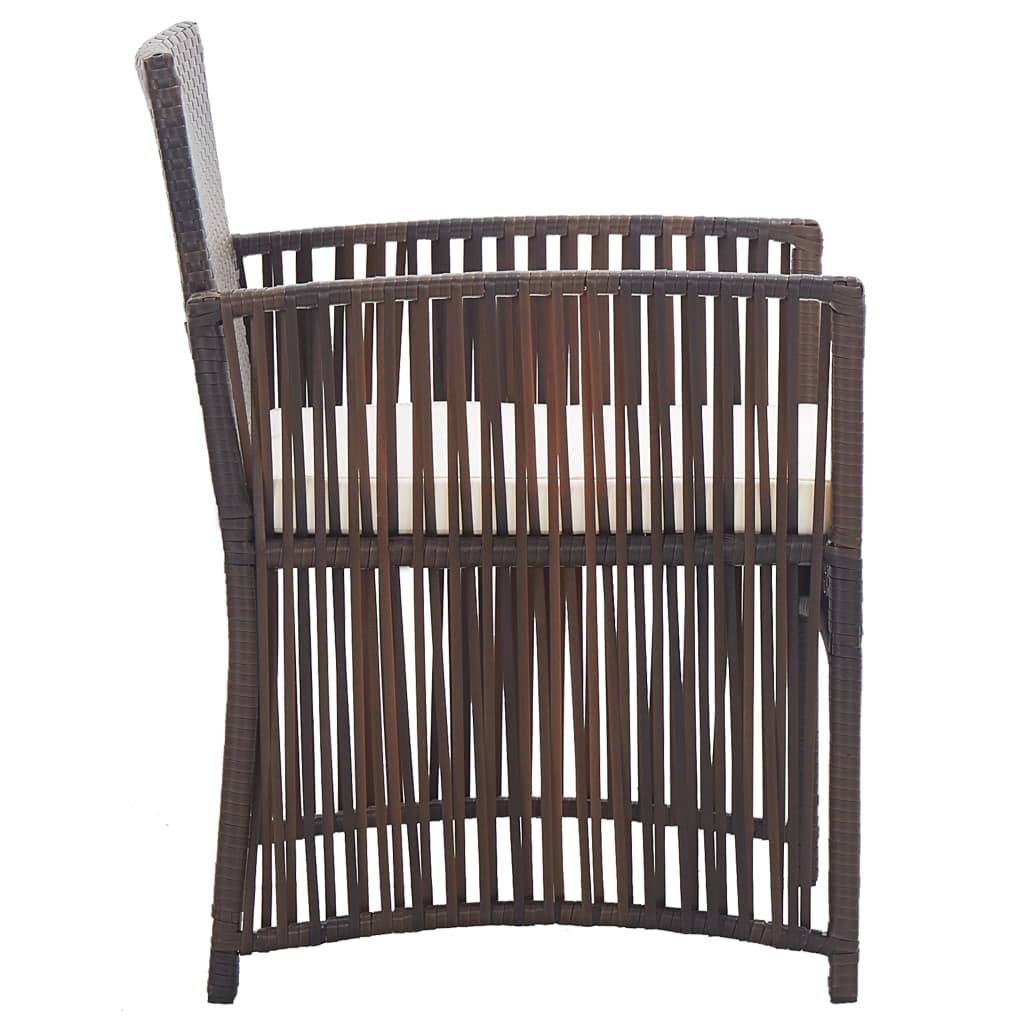 havestole med hynder 2 stk. polyrattan brun