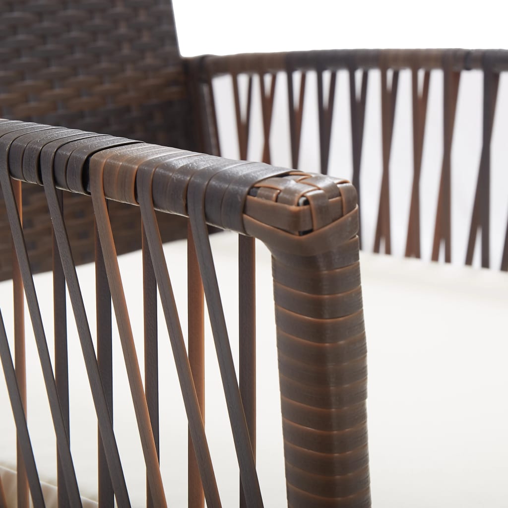 havestole med hynder 2 stk. polyrattan brun