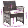havestole med hynder 2 stk. polyrattan brun