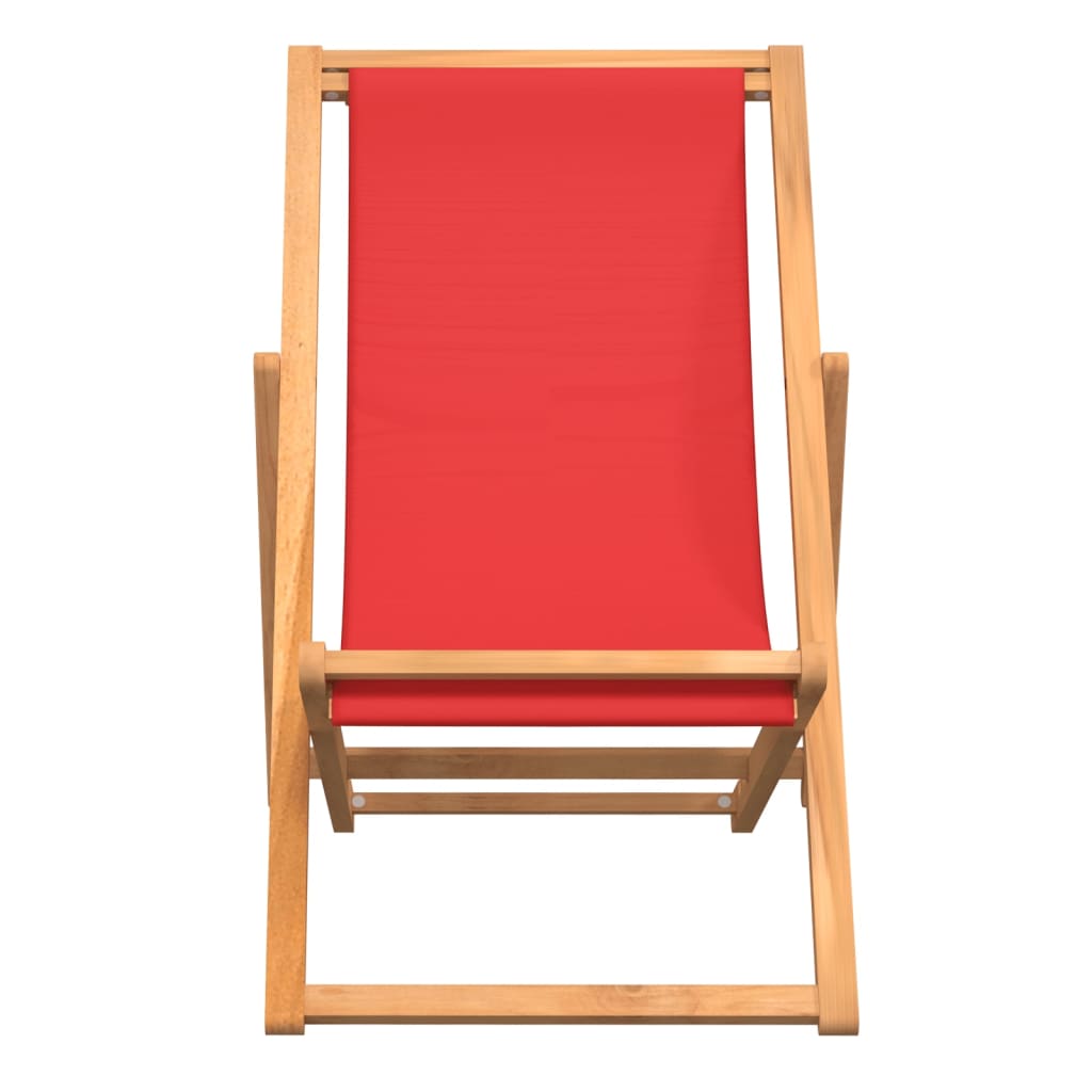foldbar strandstol massivt teaktræ rød