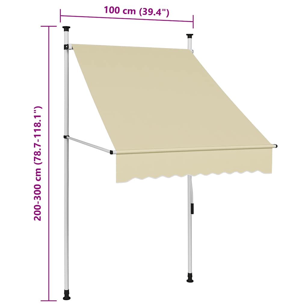foldemarkise med manuel betjening 100 cm cremefarvet