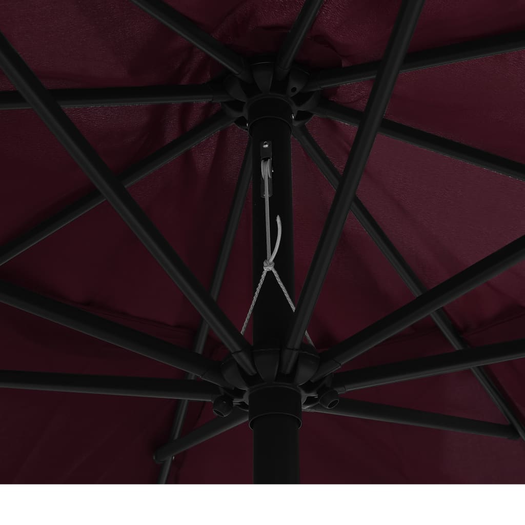 udendørs parasol med metalstang 390 cm bordeauxrød