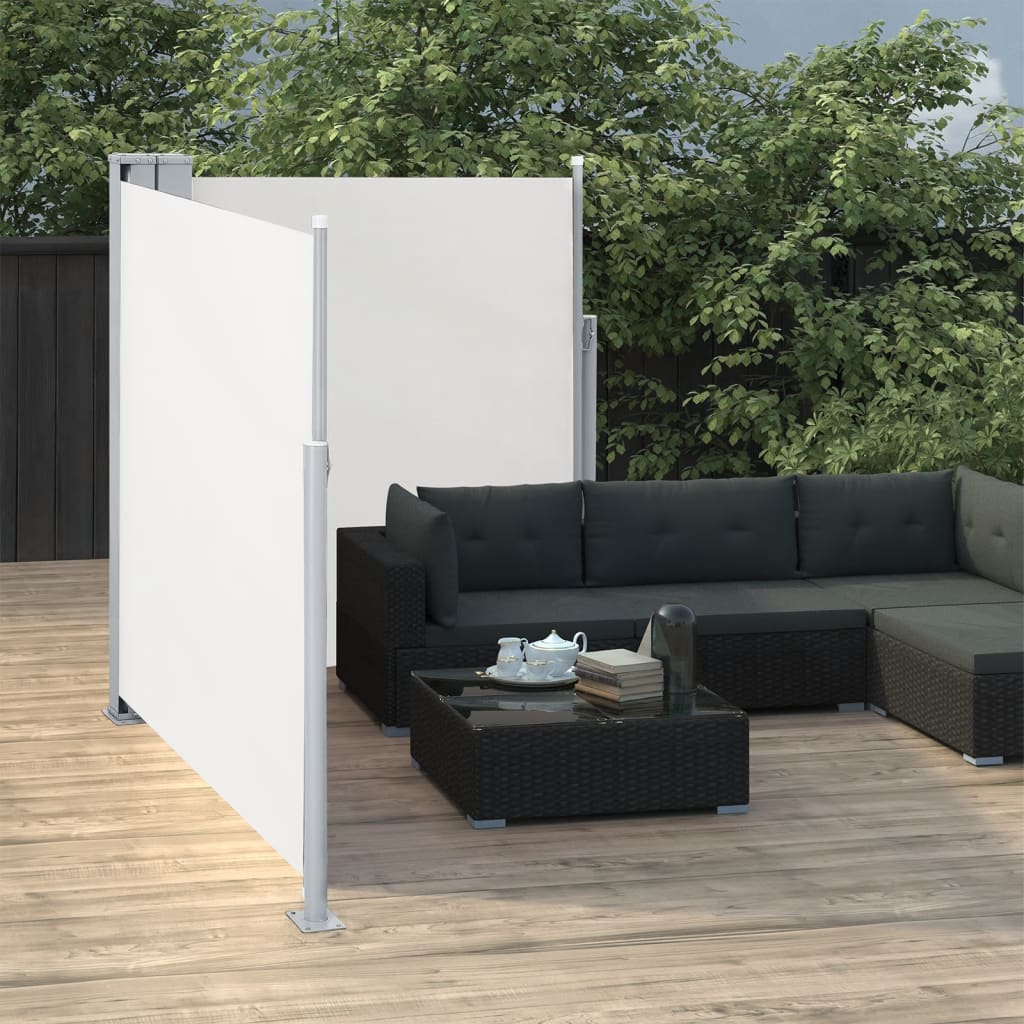dobbelt sidemarkise til terrassen 170 x 600 cm cremefarvet