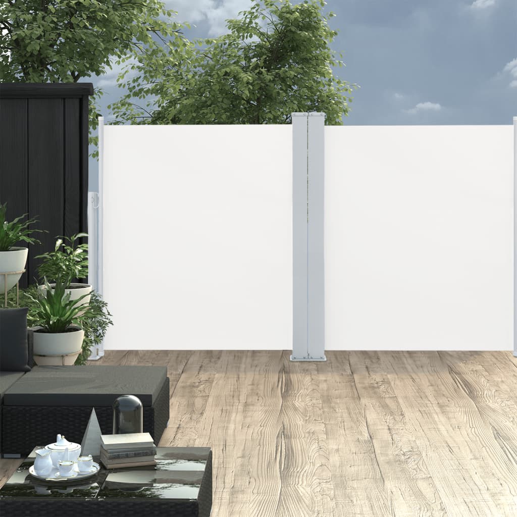 dobbelt sidemarkise til terrassen 170 x 600 cm cremefarvet