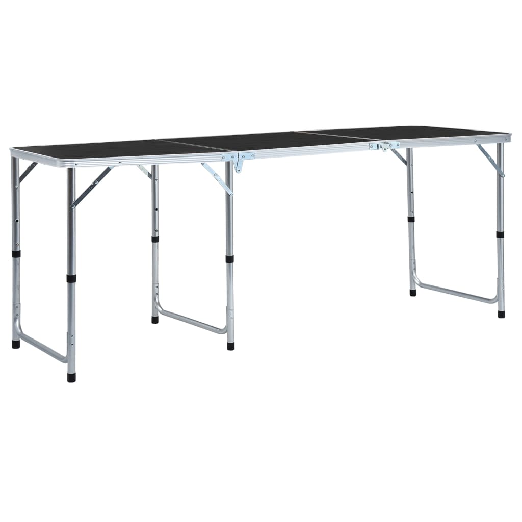 foldbart campingbord 180 x 60 cm aluminium grå