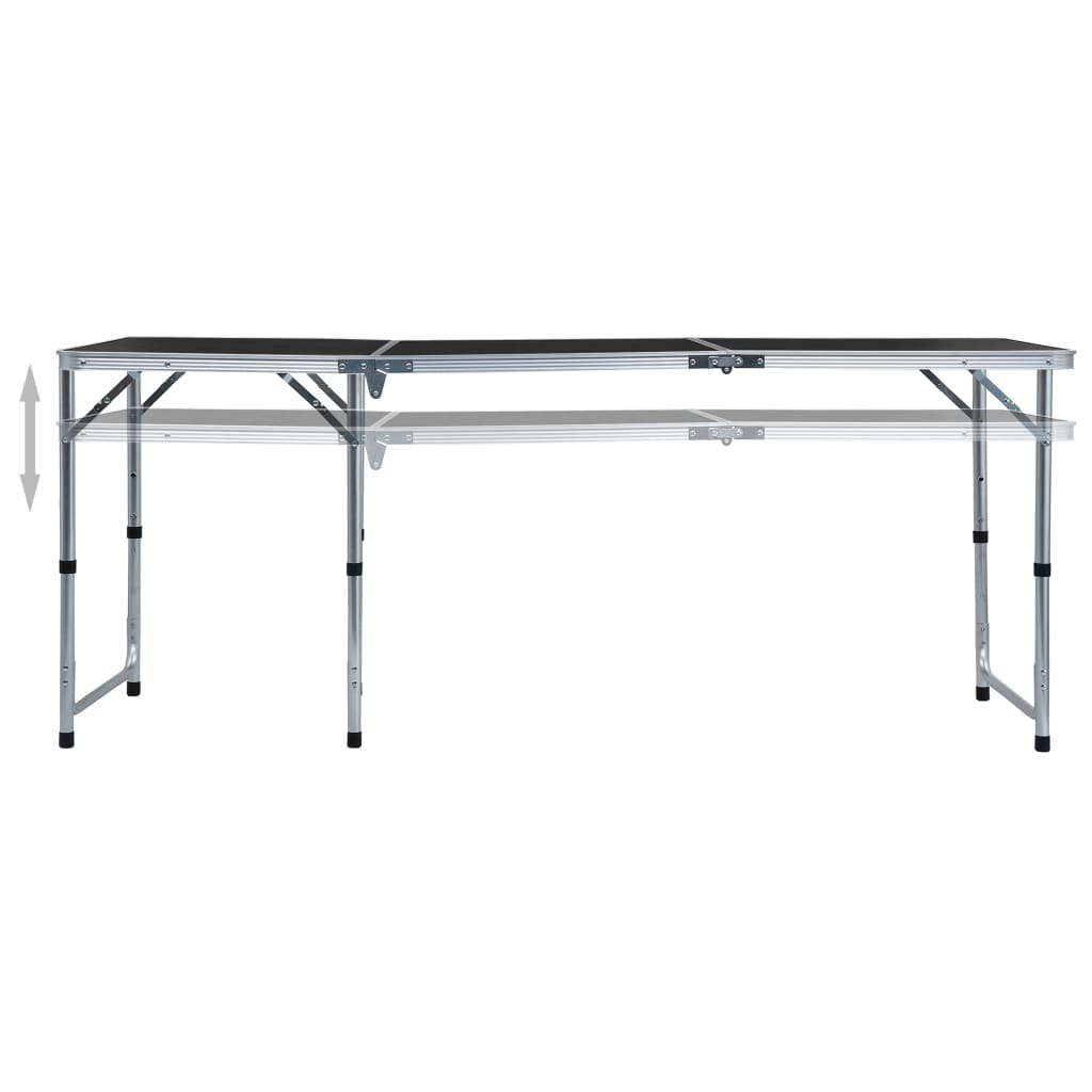 foldbart campingbord 180 x 60 cm aluminium grå