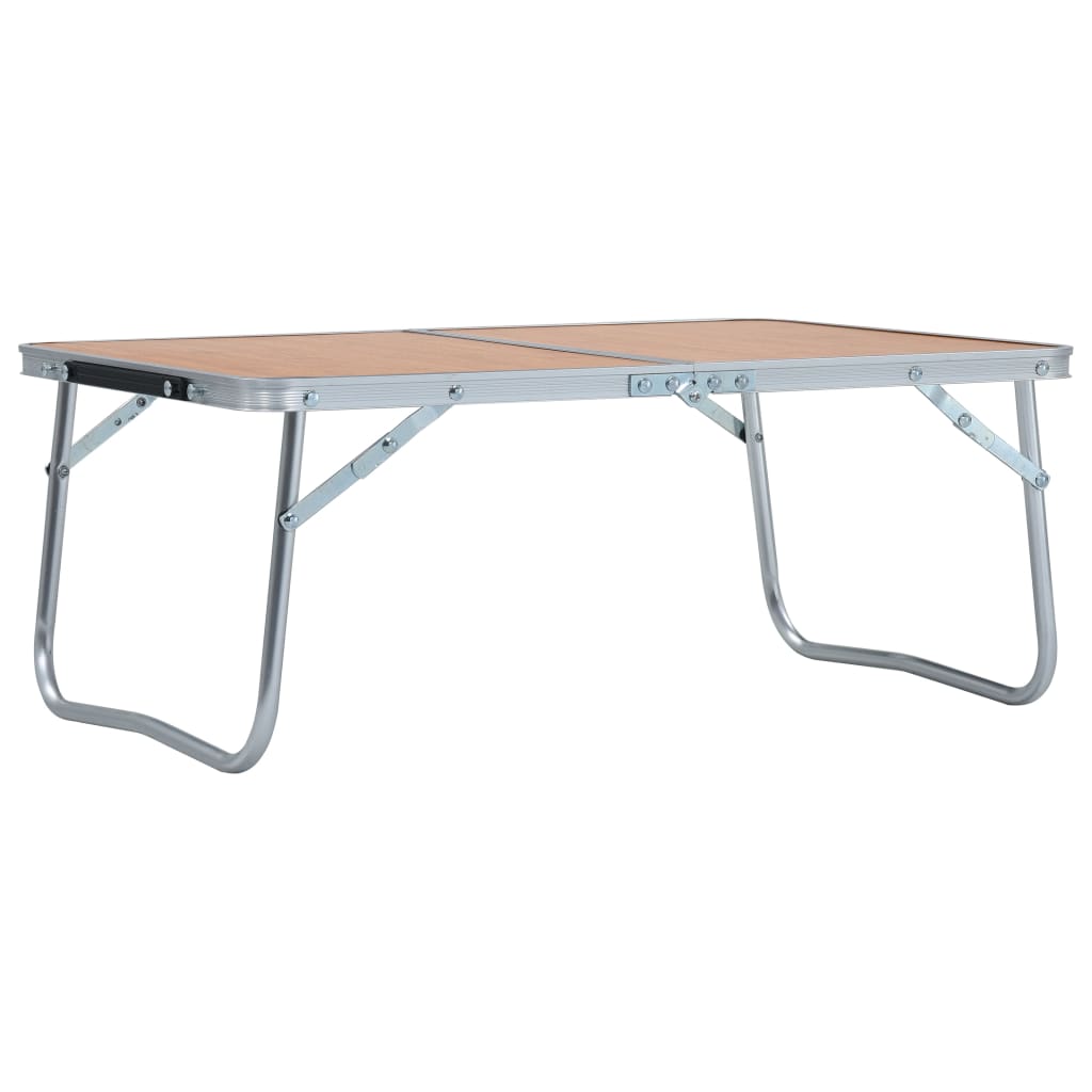 foldbart campingbord 60 x 40 cm aluminium brun