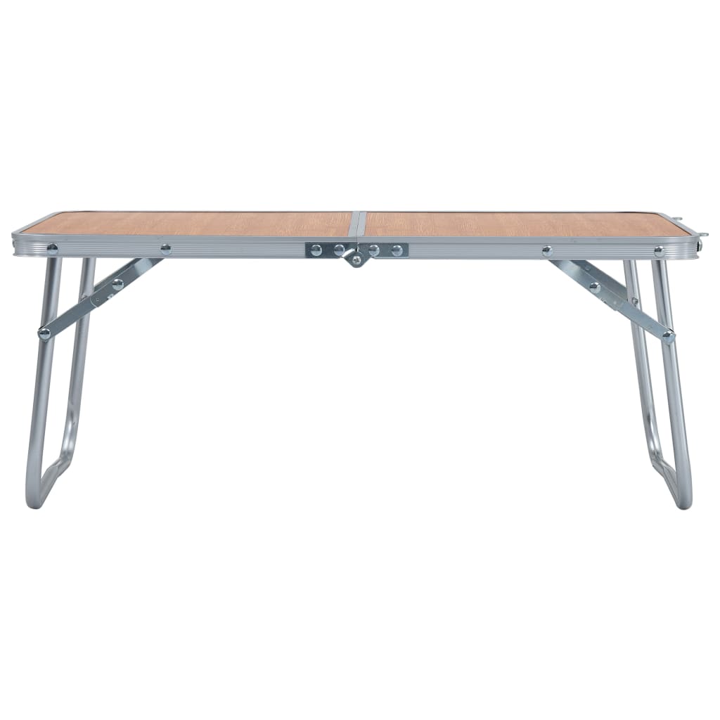 foldbart campingbord 60 x 40 cm aluminium brun