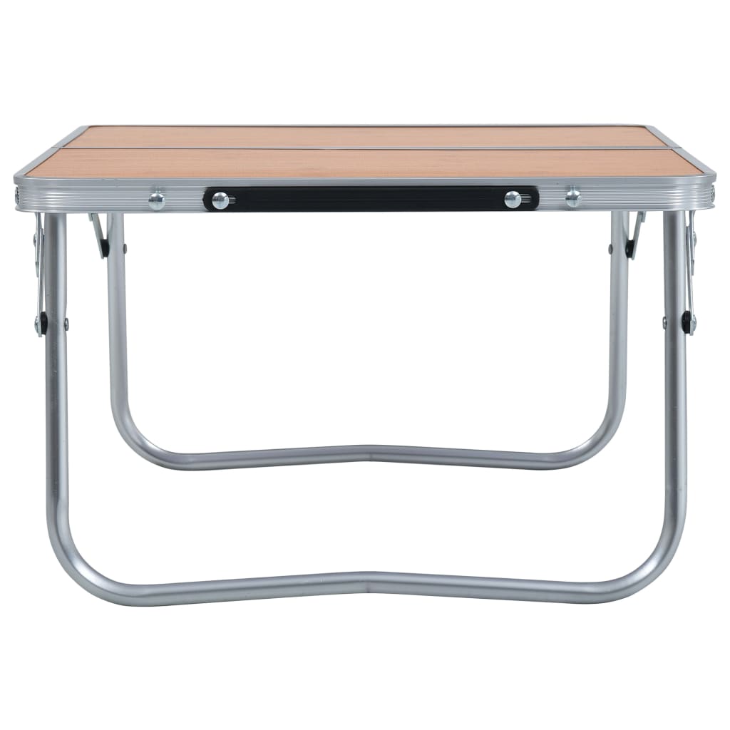 foldbart campingbord 60 x 40 cm aluminium brun
