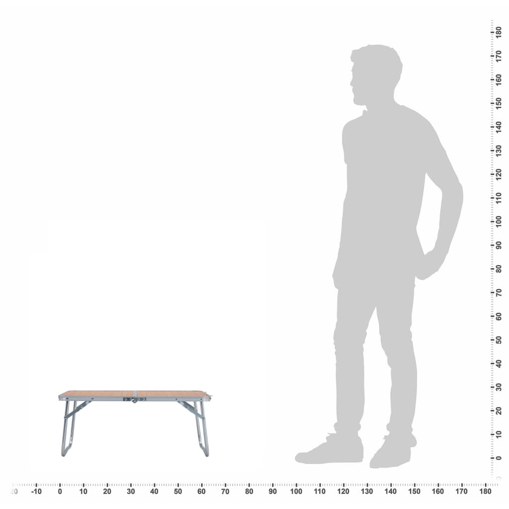 foldbart campingbord 60 x 40 cm aluminium brun