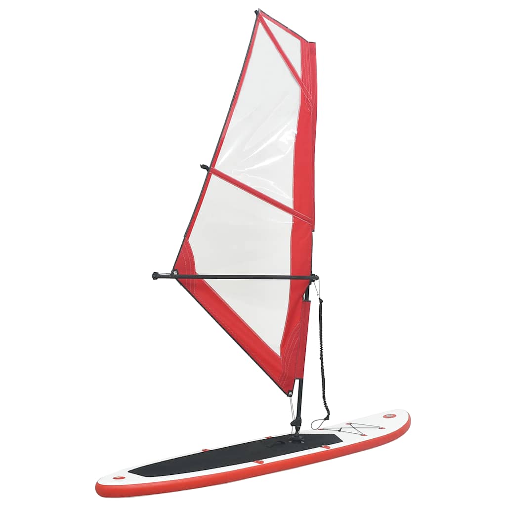 oppusteligt paddleboard med sejl rød og hvid