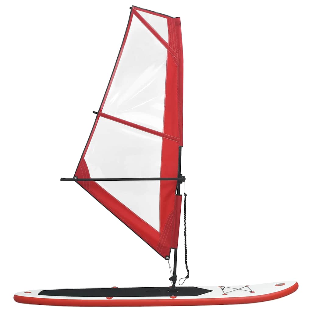 oppusteligt paddleboard med sejl rød og hvid