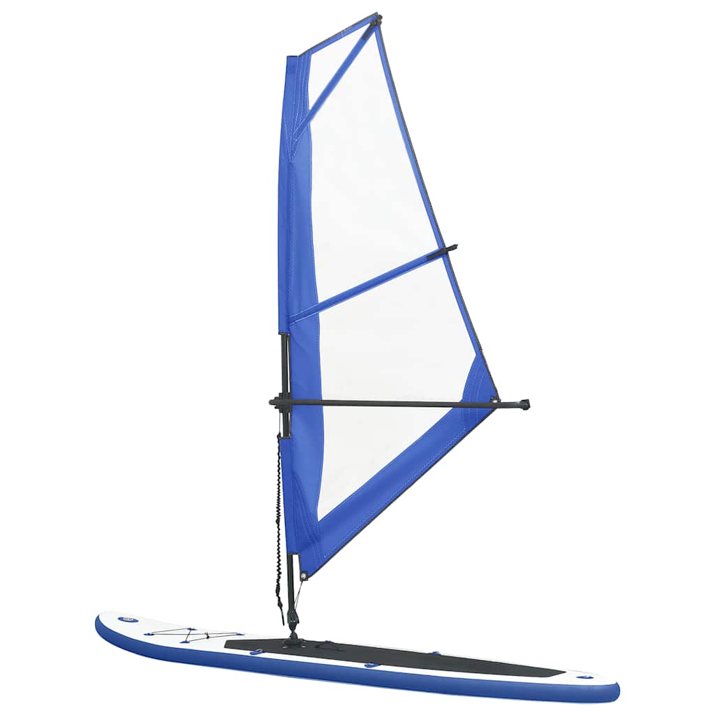 oppusteligt paddleboard med sejl blå og hvid