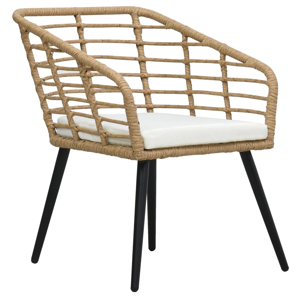 havestole med hynder 2 stk. polyrattan egetræsfarve