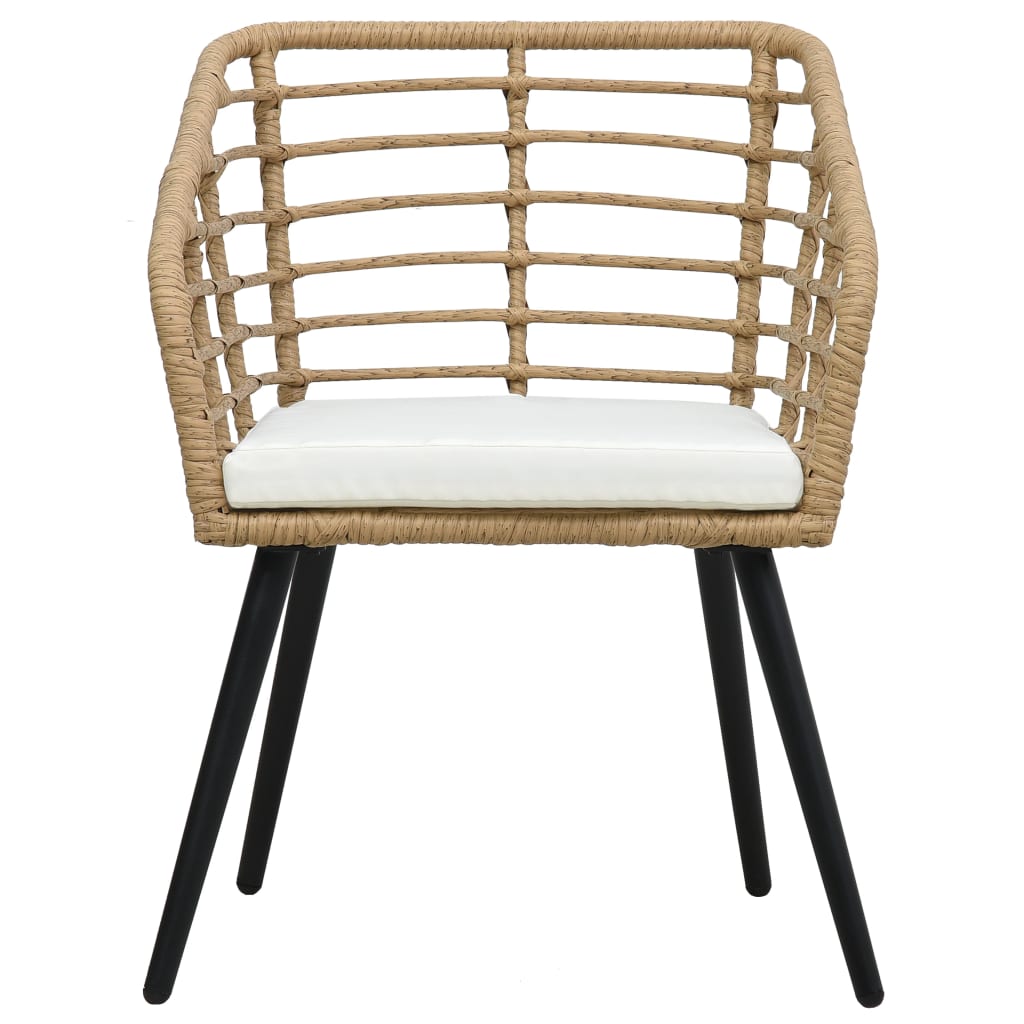 havestole med hynder 2 stk. polyrattan egetræsfarve