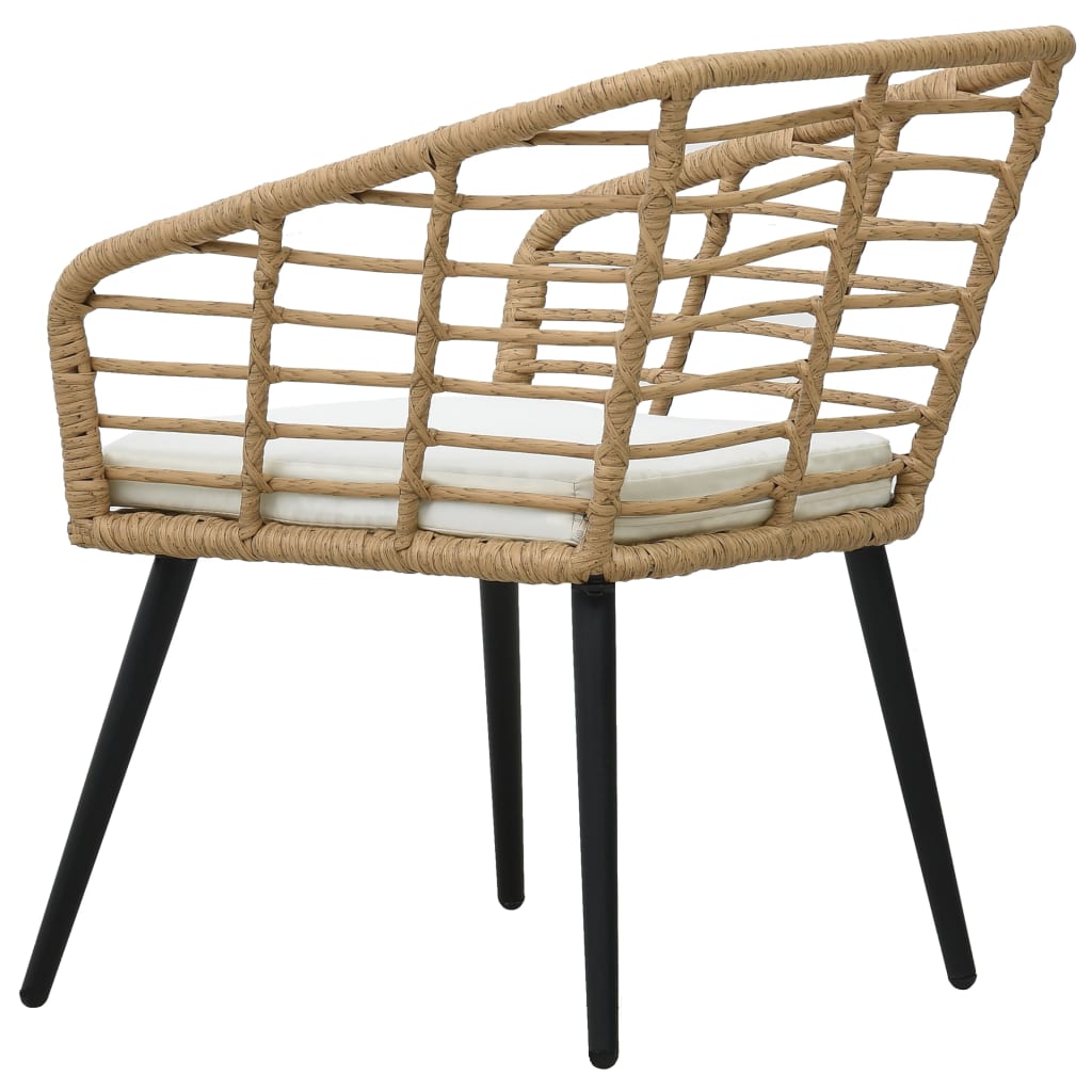 havestole med hynder 2 stk. polyrattan egetræsfarve