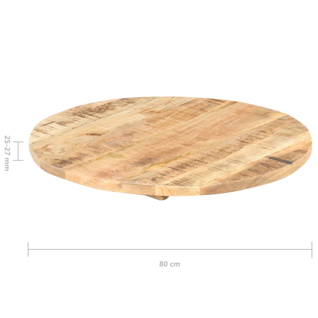 bordplade 25-27 mm 80 cm rund massivt mangotræ