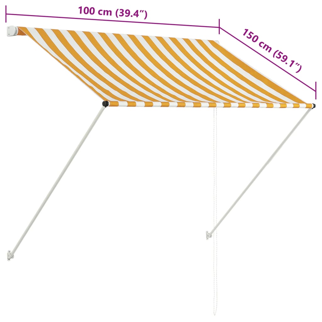 foldemarkise 100x150 cm gul og hvid