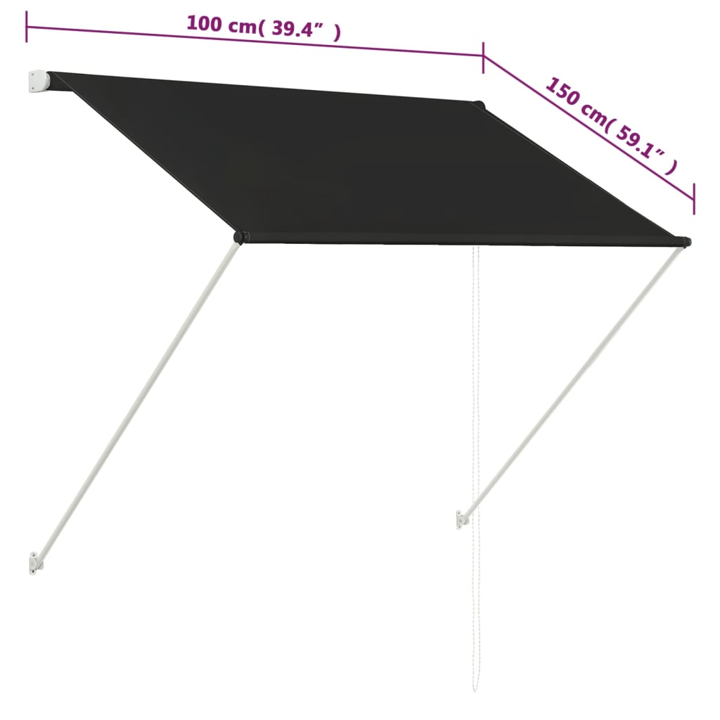foldemarkise 100x150 cm antracitgrå