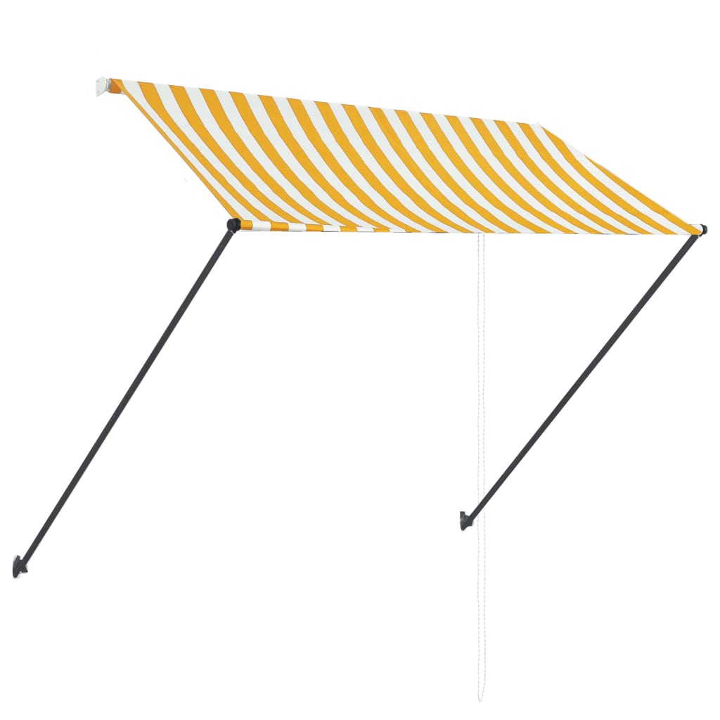 foldemarkise med LED 250x150 cm gul og hvid