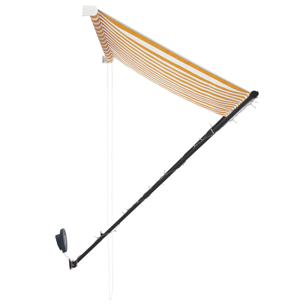 foldemarkise med LED 250x150 cm gul og hvid