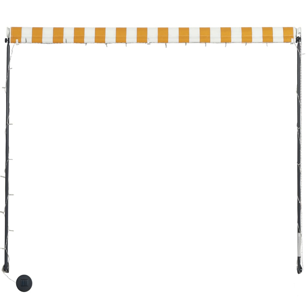 foldemarkise med LED 250x150 cm gul og hvid