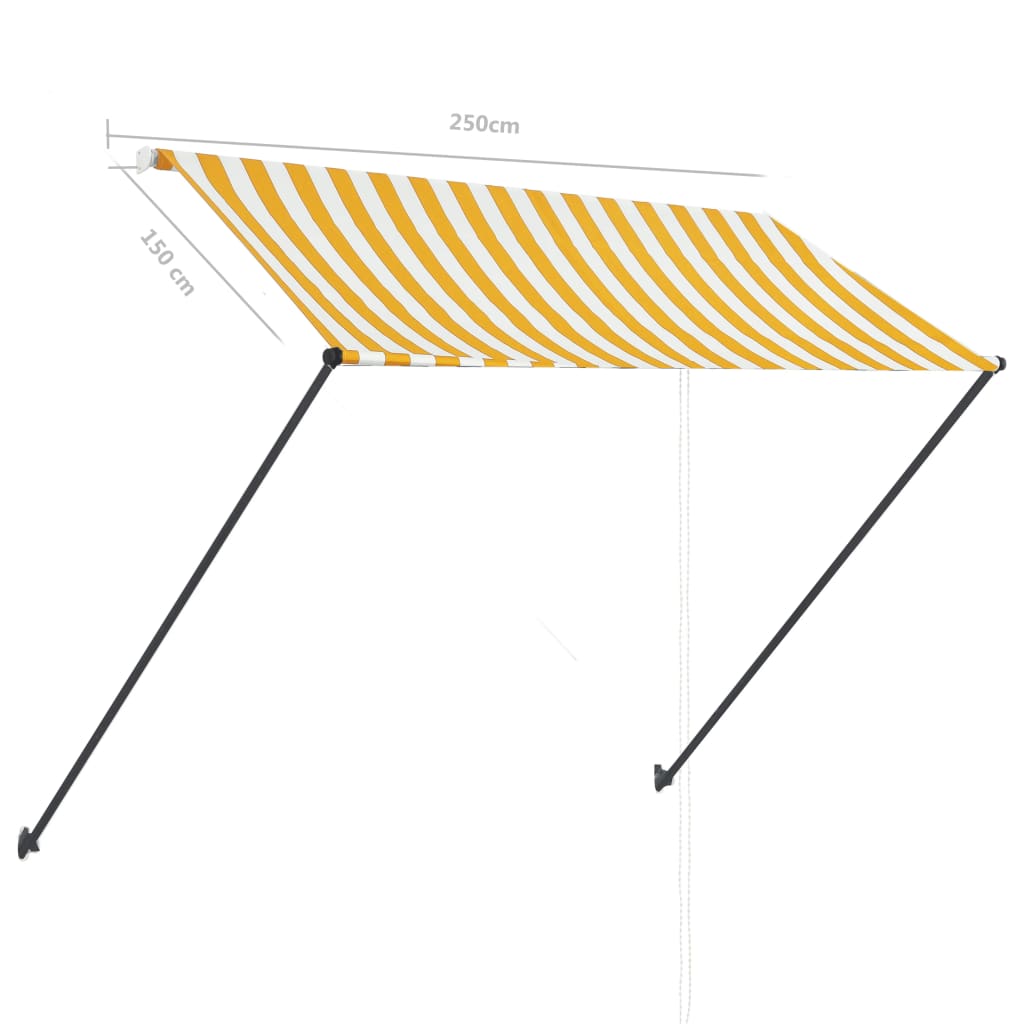 foldemarkise med LED 250x150 cm gul og hvid