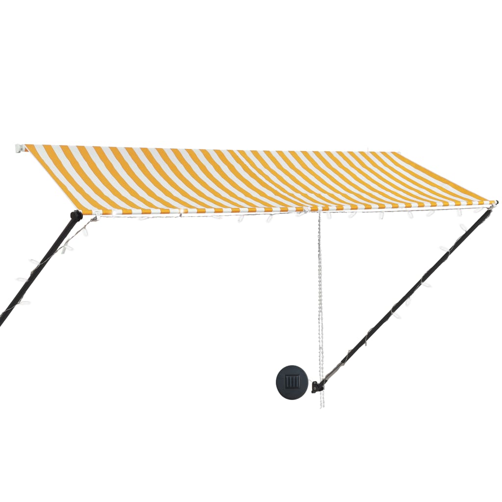 foldemarkise med LED 300x150 cm gul og hvid