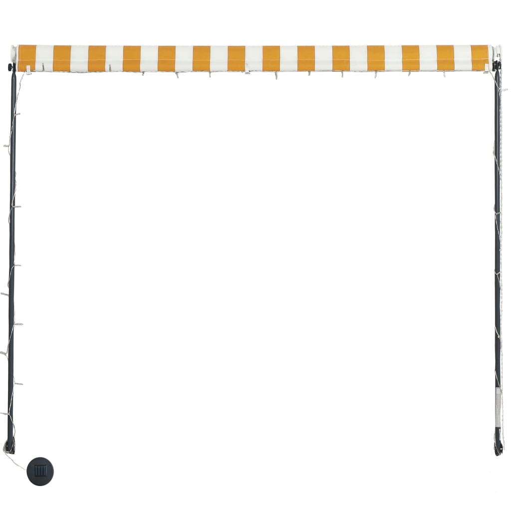 foldemarkise med LED 300x150 cm gul og hvid