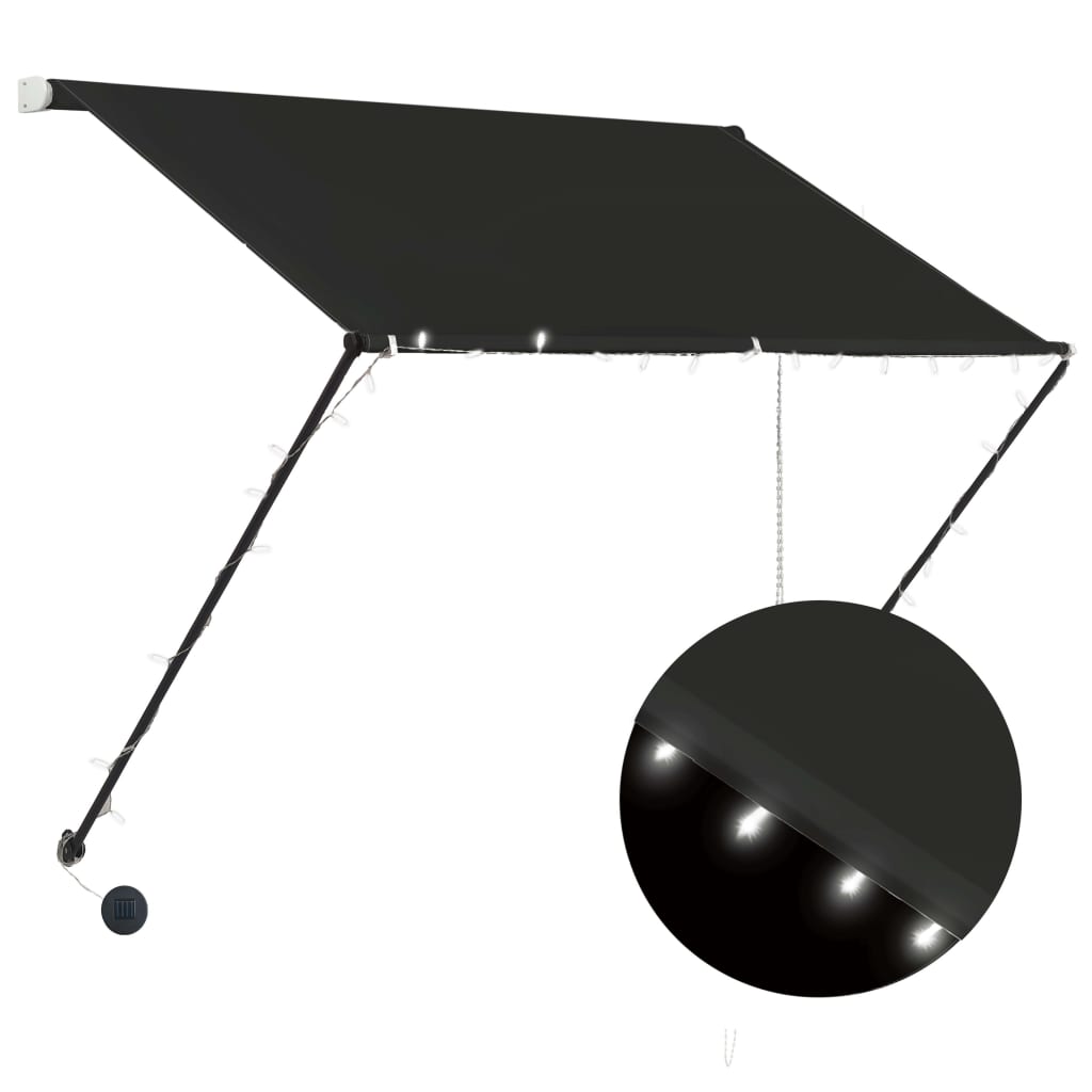 foldemarkise med LED 150x150 cm antracitgrå