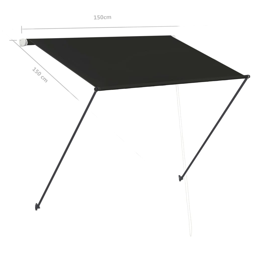foldemarkise med LED 150x150 cm antracitgrå
