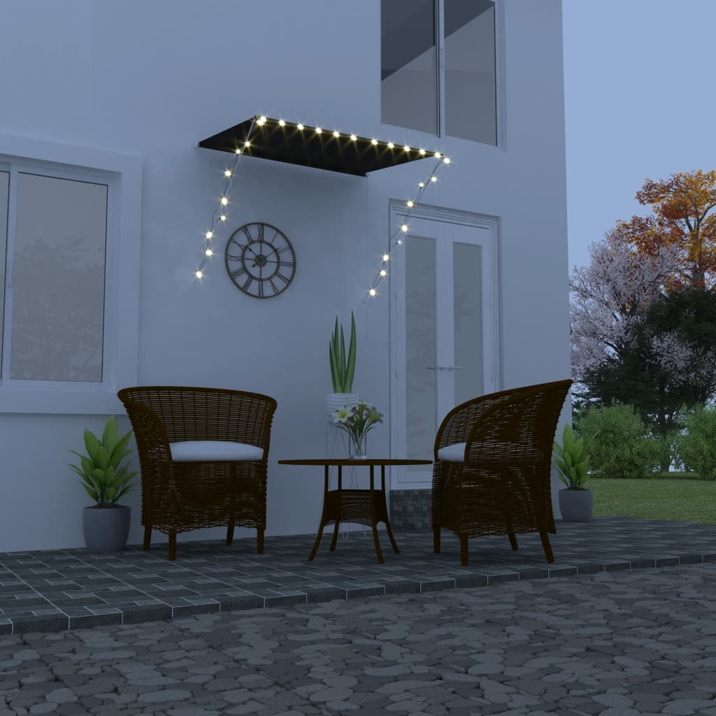 foldemarkise med LED 150x150 cm antracitgrå
