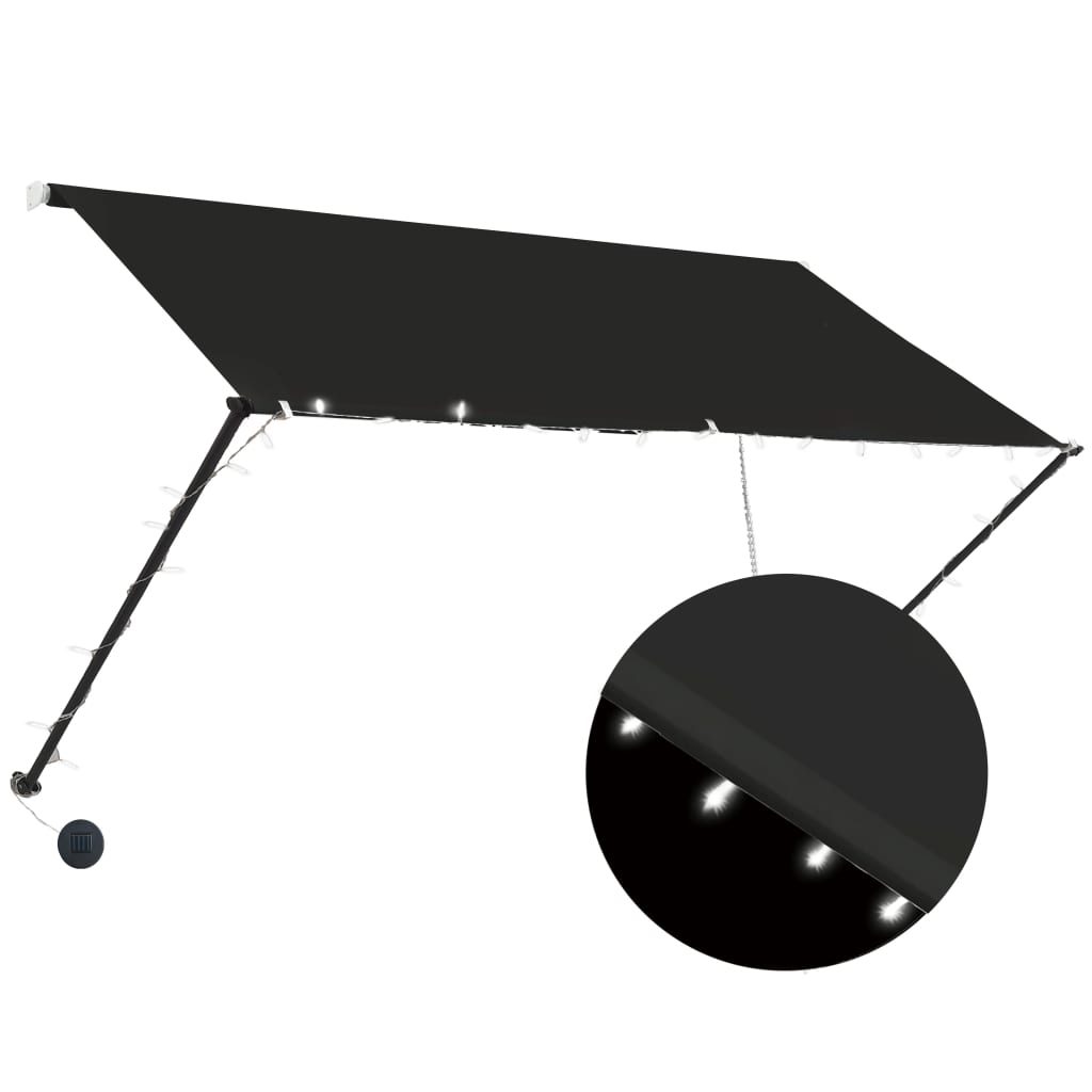 foldemarkise med LED 250x150 cm antracitgrå