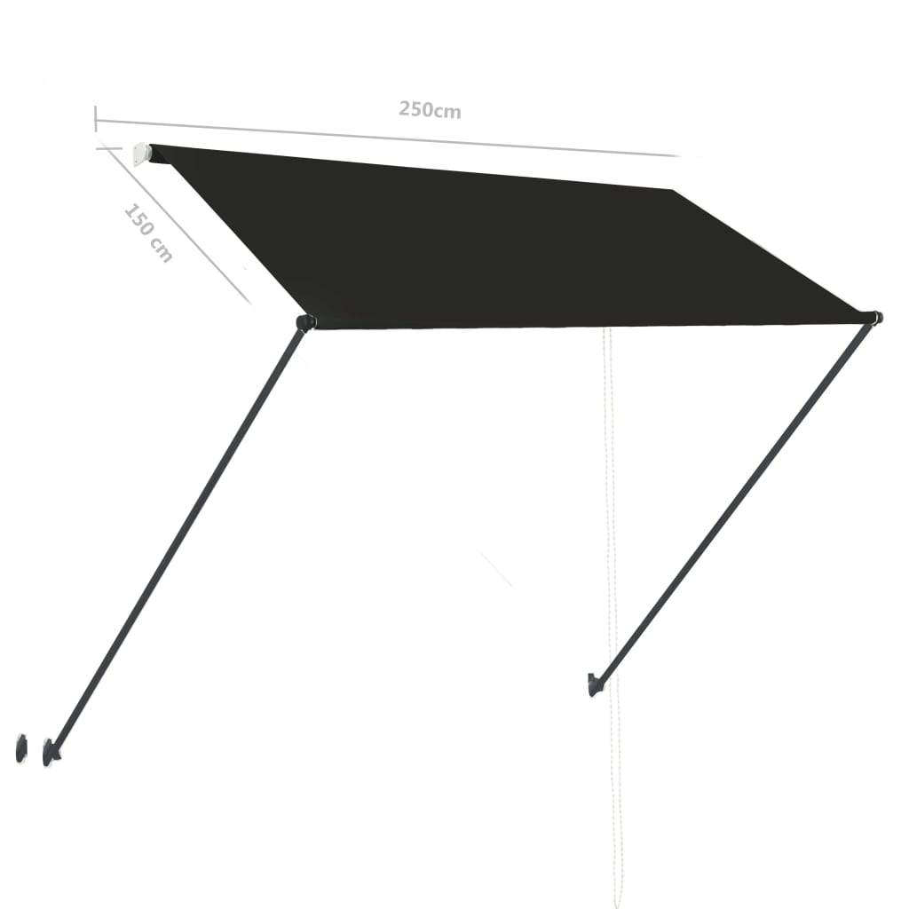 foldemarkise med LED 250x150 cm antracitgrå