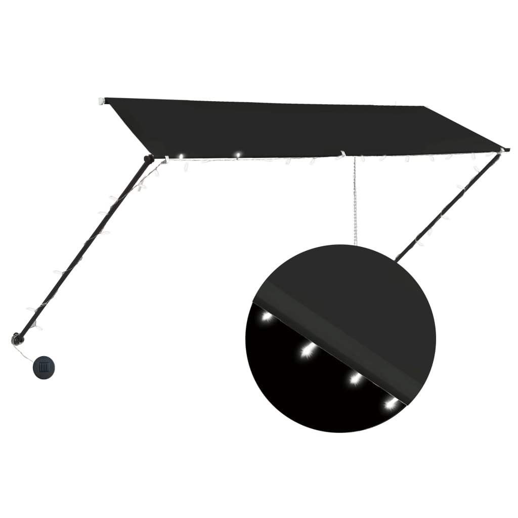 foldemarkise med LED 300x150 cm antracitgrå