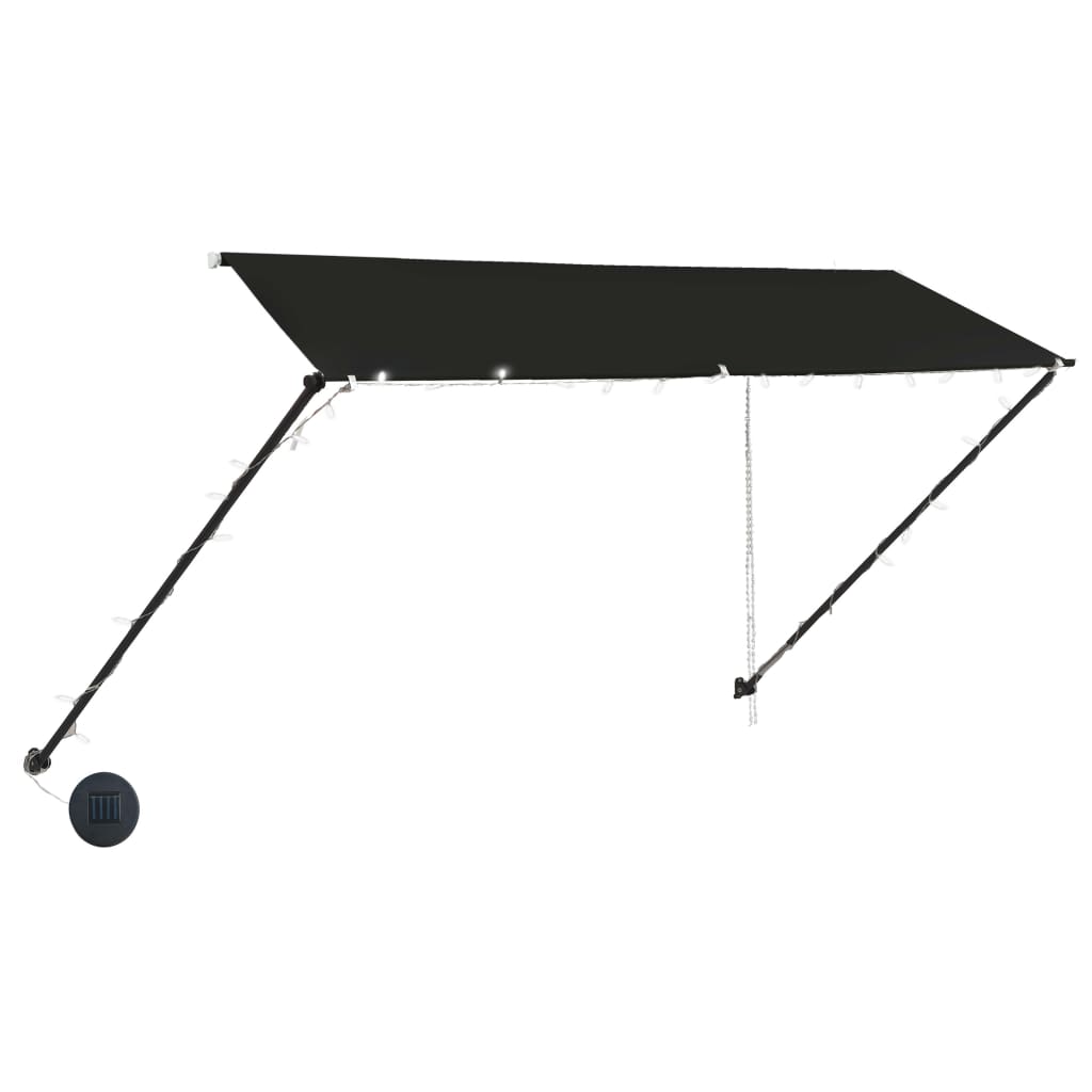 foldemarkise med LED 300x150 cm antracitgrå