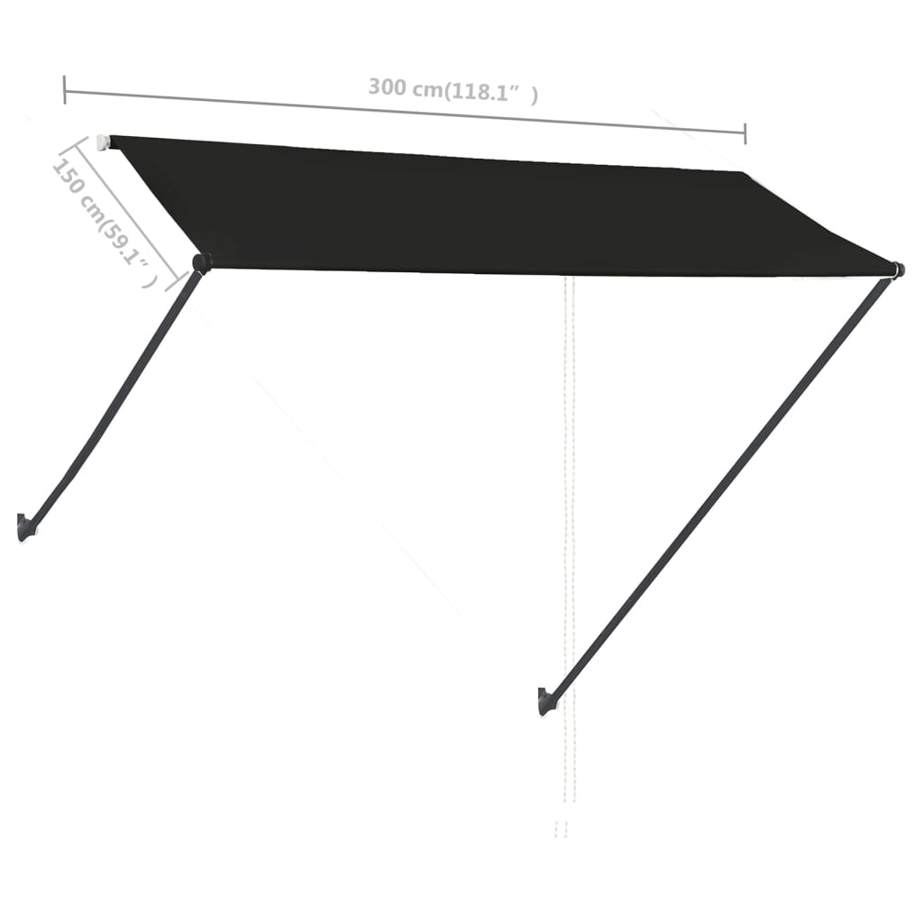 foldemarkise med LED 300x150 cm antracitgrå