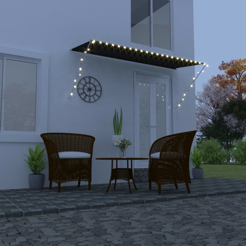 foldemarkise med LED 300x150 cm antracitgrå