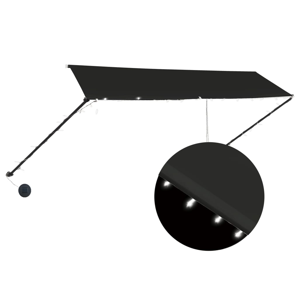 foldemarkise med LED 350x150 cm antracitgrå