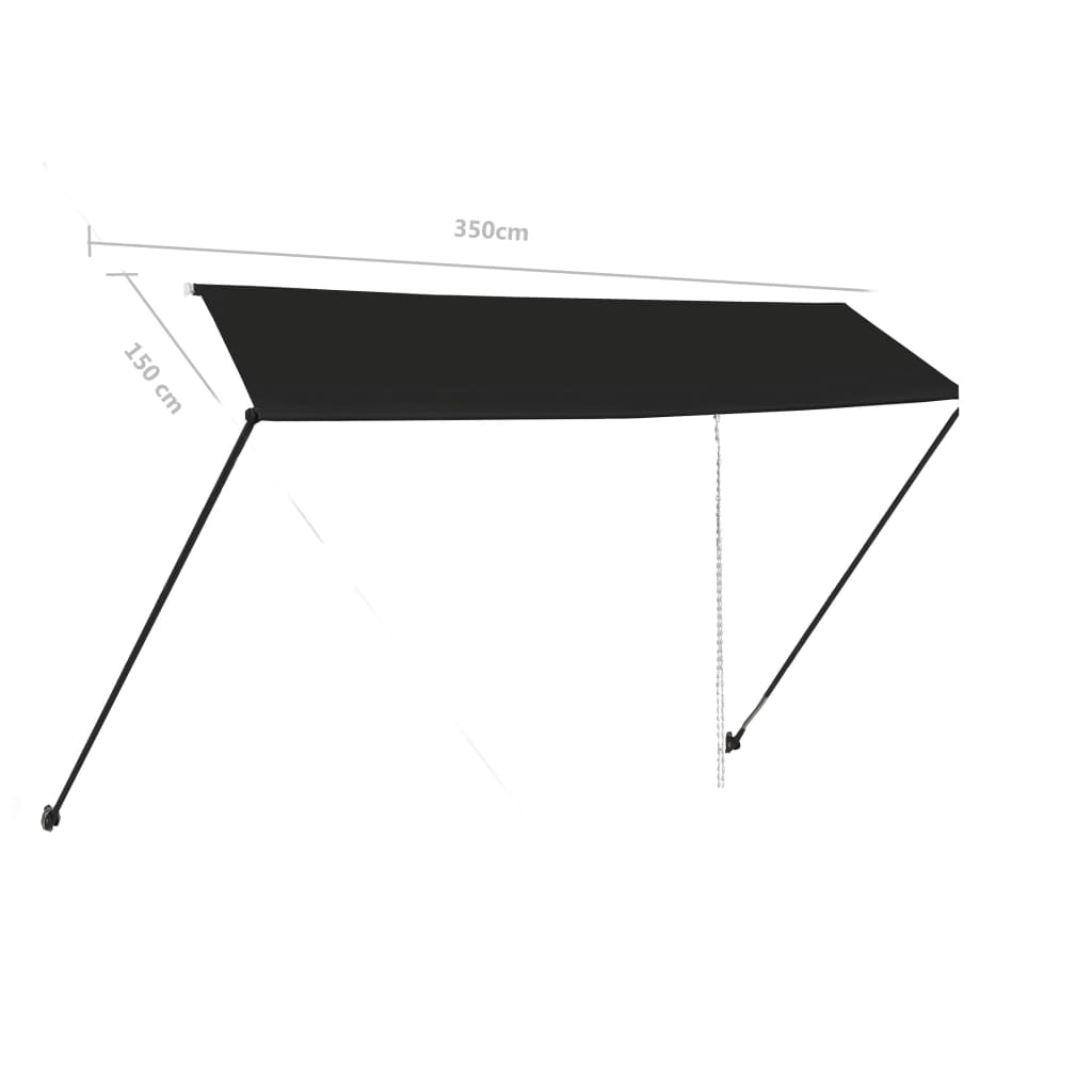 foldemarkise med LED 350x150 cm antracitgrå