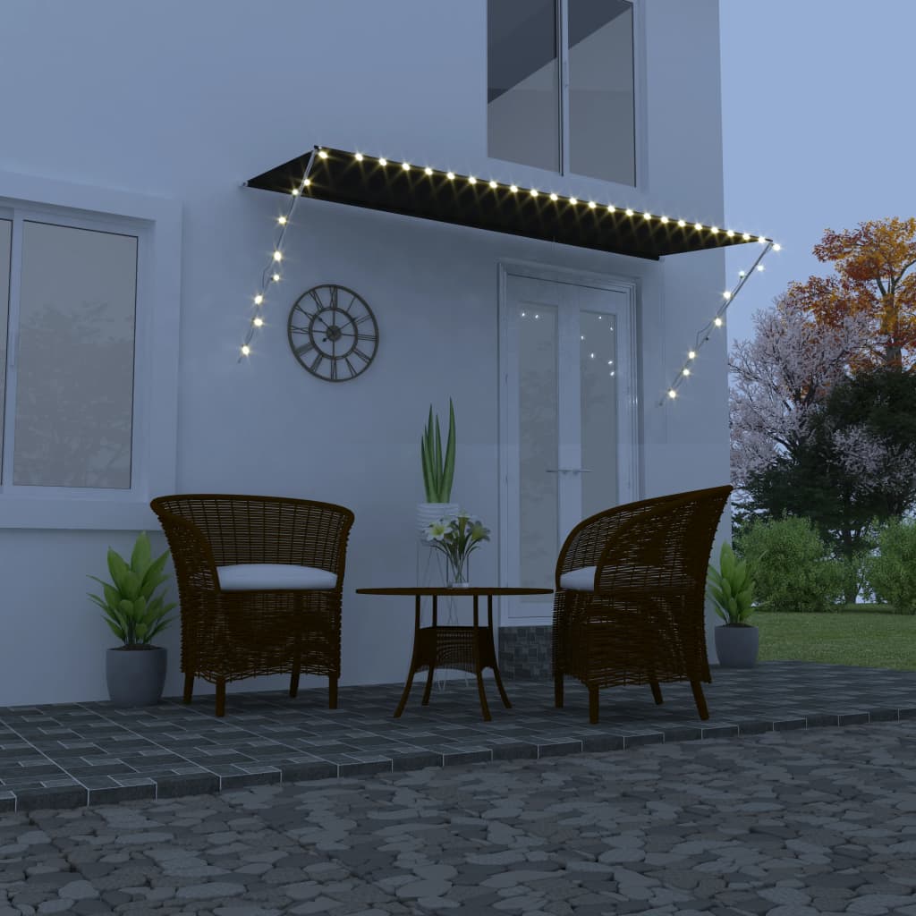 foldemarkise med LED 350x150 cm antracitgrå