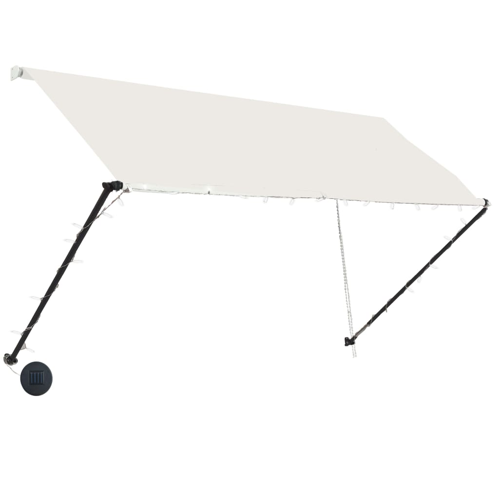 foldemarkise med LED 250x150 cm cremefarvet