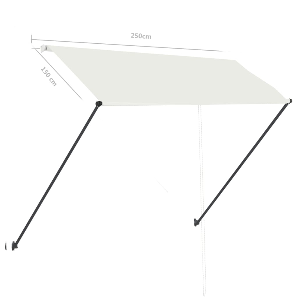foldemarkise med LED 250x150 cm cremefarvet