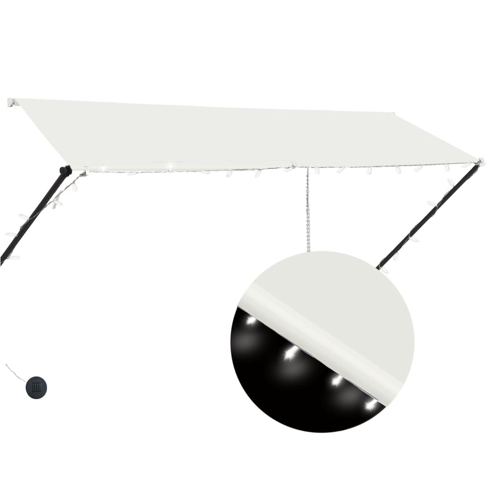 foldemarkise med LED 300x150 cm cremefarvet
