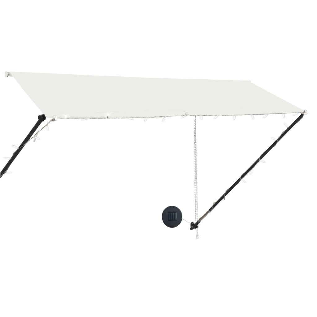 foldemarkise med LED 300x150 cm cremefarvet