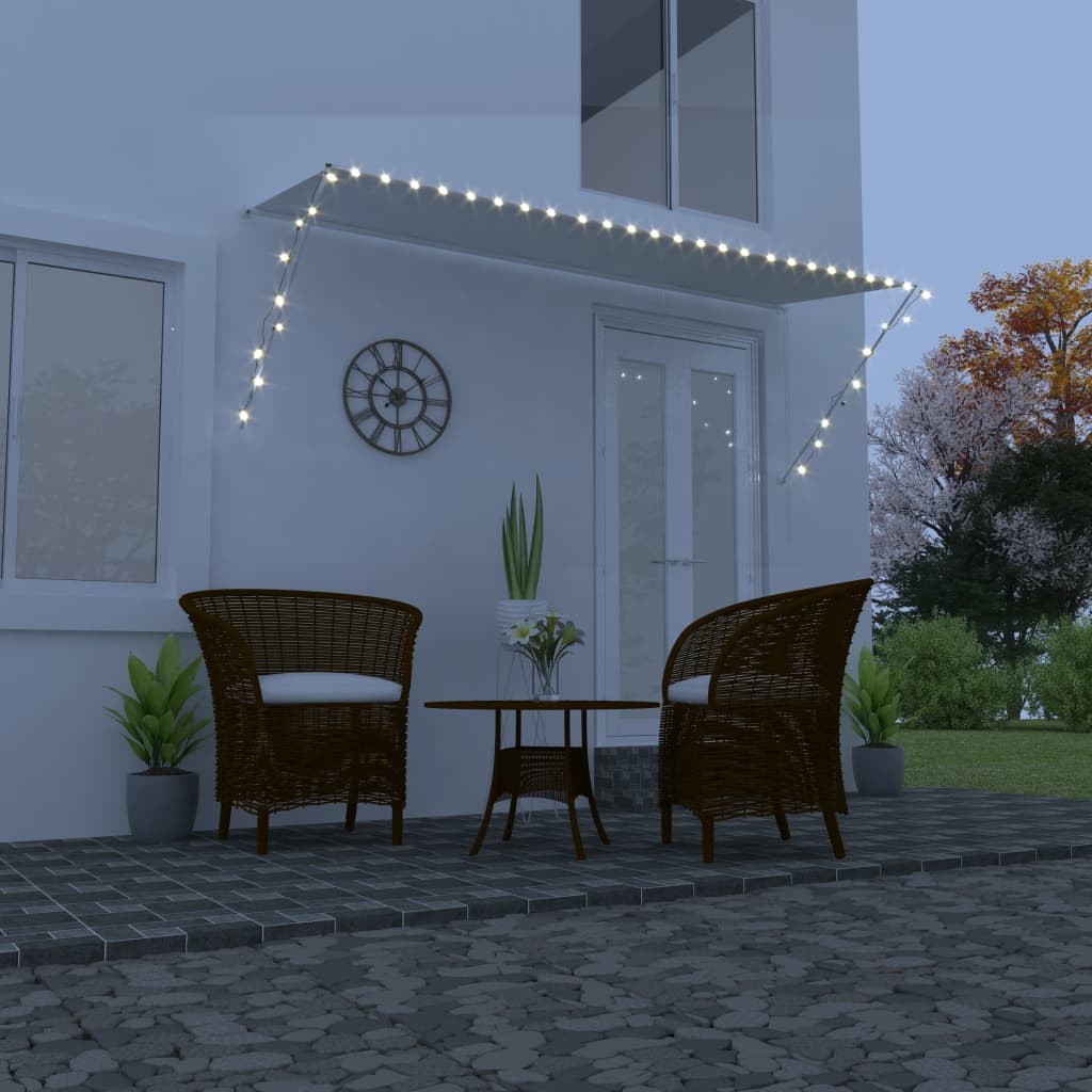 foldemarkise med LED 300x150 cm cremefarvet