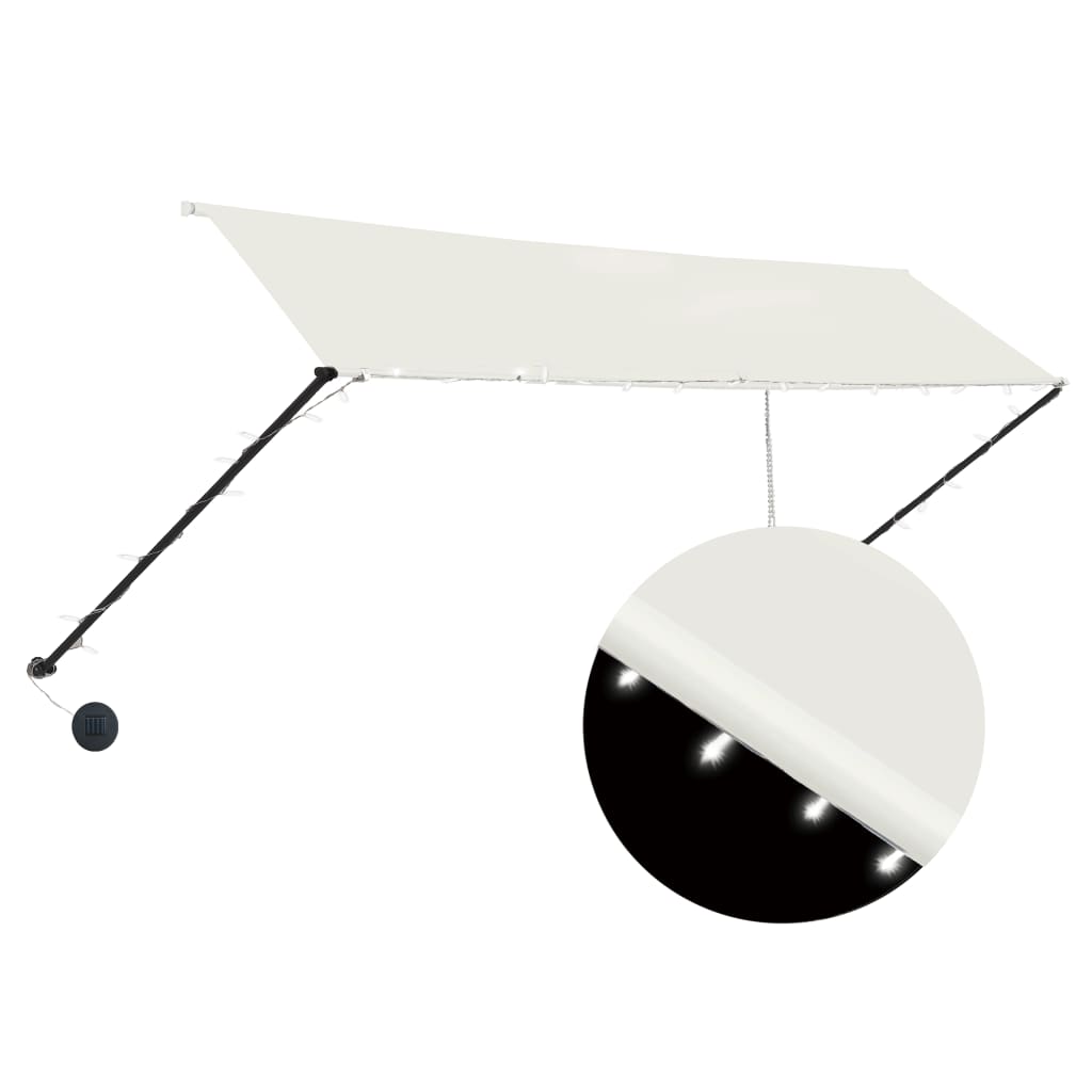 foldemarkise med LED 350x150 cm cremefarvet