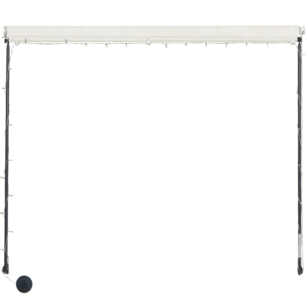 foldemarkise med LED 350x150 cm cremefarvet