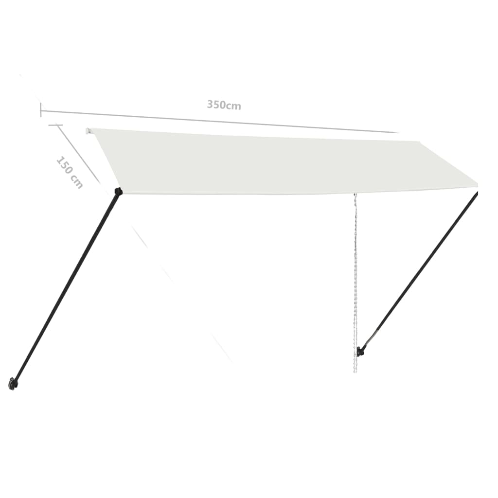 foldemarkise med LED 350x150 cm cremefarvet